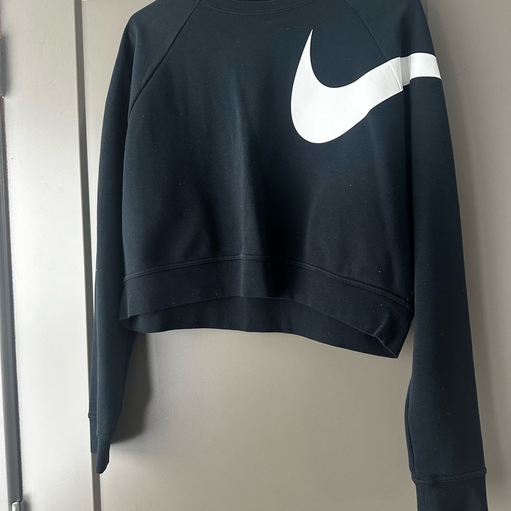 Nike Women's Black and White Logo Sweatshirt
